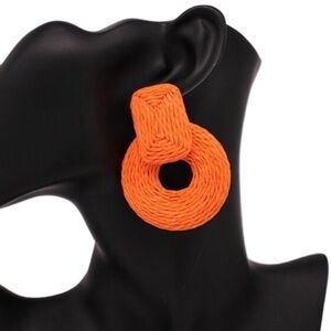 Raffia Door Knocker Women’s Earrings - Handcrafted Boho Chic Statement Jewelry